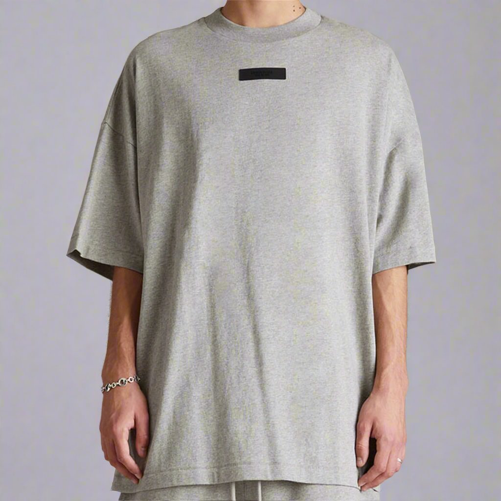 Fear of God Essentials Applique Box Logo Drop Shoulder Tee Dark Oatmeal (Oversized) FEAR OF GOD FEAR OF GOD - originalfook singapore