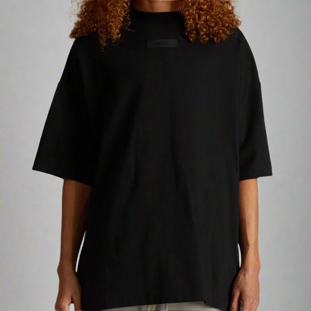 Fear of God Essentials Applique Box Logo Drop Shoulder Tee Black (Oversized) FEAR OF GOD FEAR OF GOD - originalfook singapore