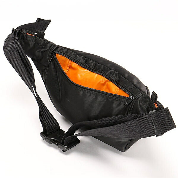 Black Porter Yoshida Japan waist bag with adjustable strap and multiple compartments, stylish and functional for everyday use.
