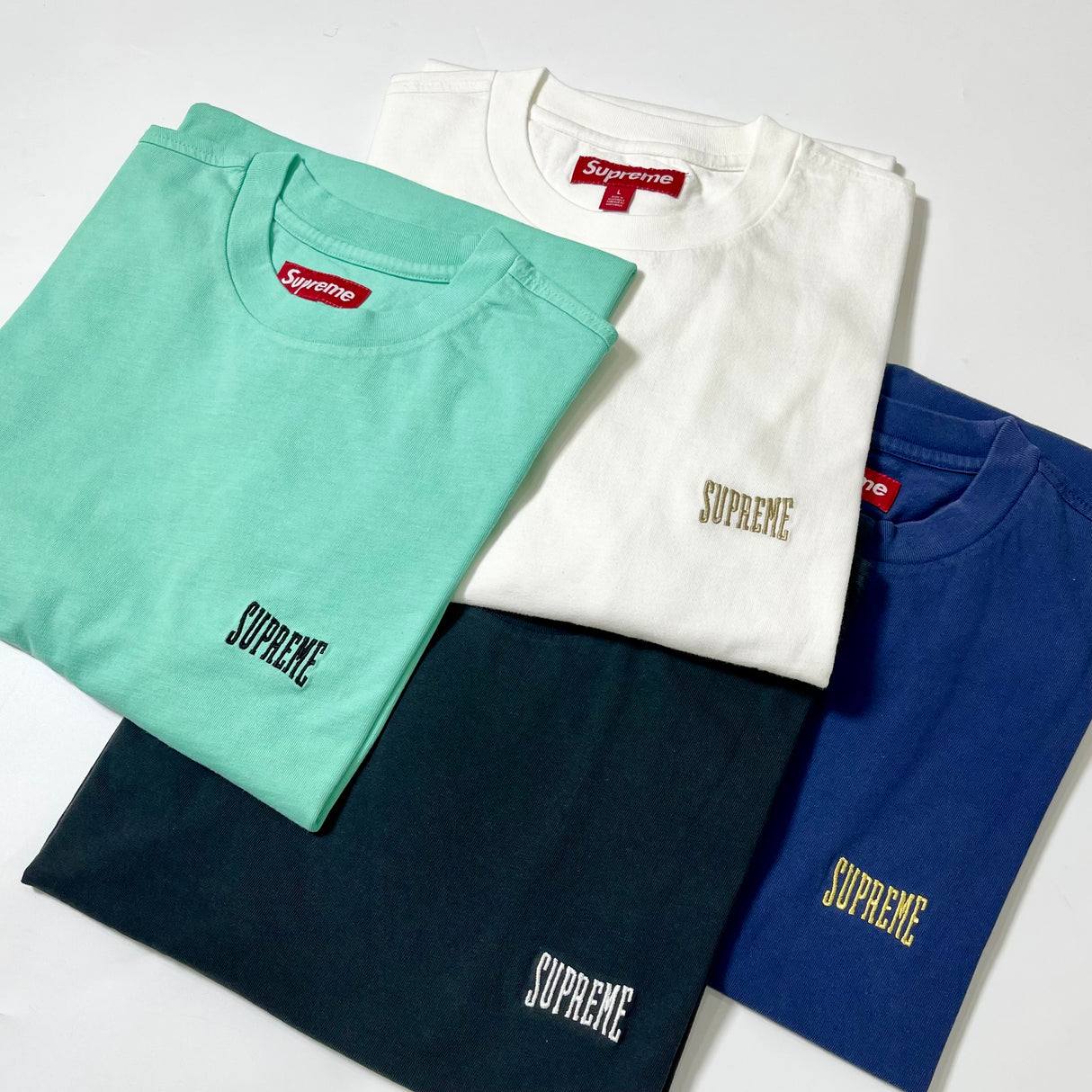 Supreme Warm Up Logo Washed Turquoise Tee - ORIGINALFOOK