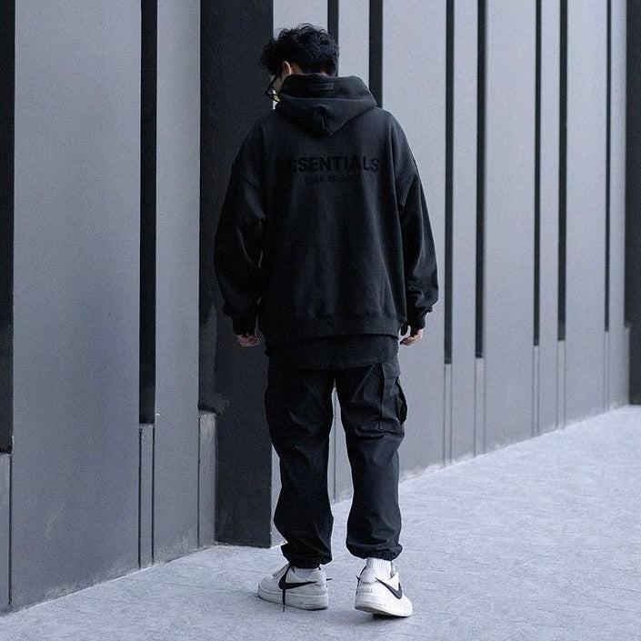 FEAR OF GOD Essentials Felt Logo Hoodie Black FEAR OF GOD FEAR OF GOD - originalfook singapore