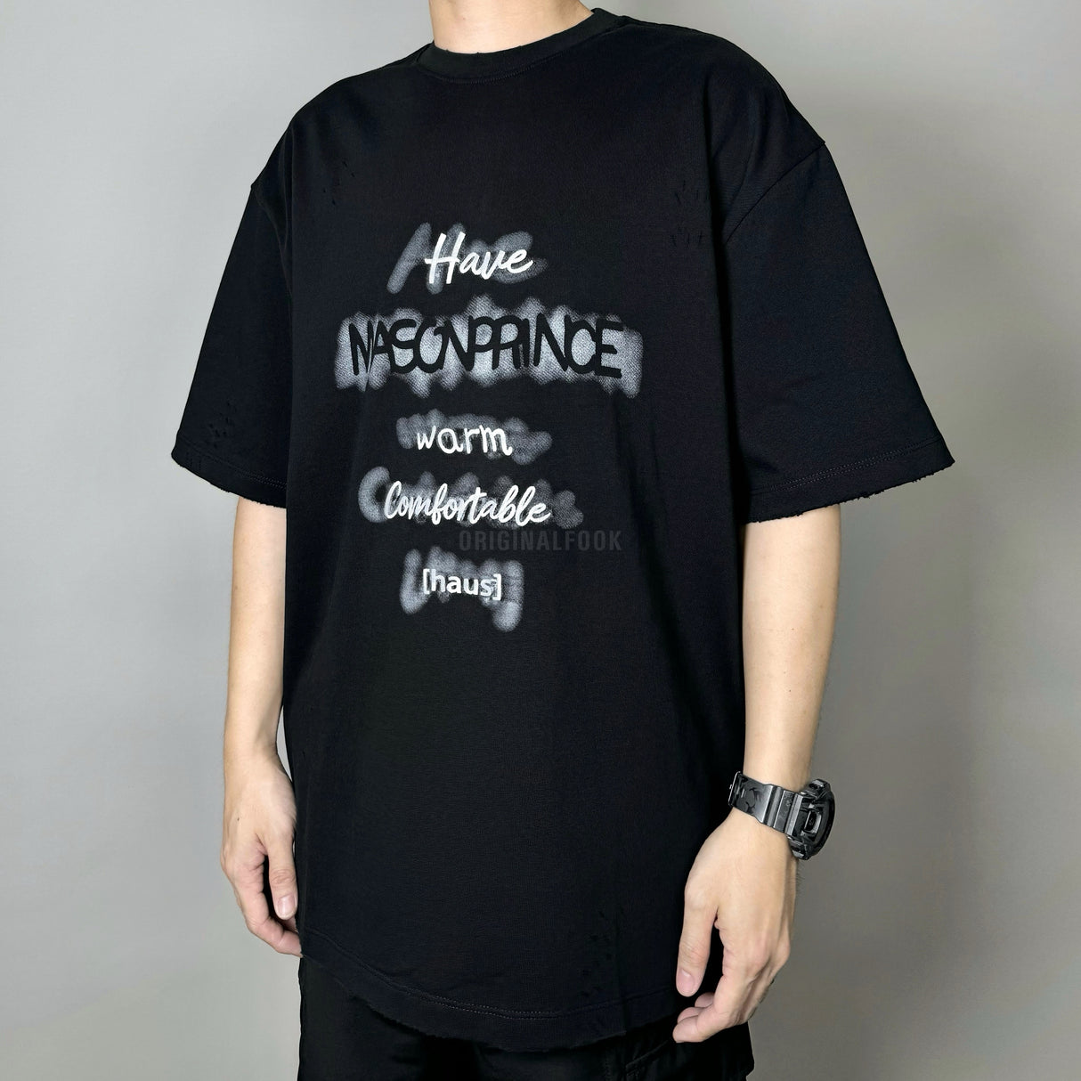 MASONPRINCE Haus Distressed Tee Black HUMAN MADE HUMAN MADE - originalfook singapore