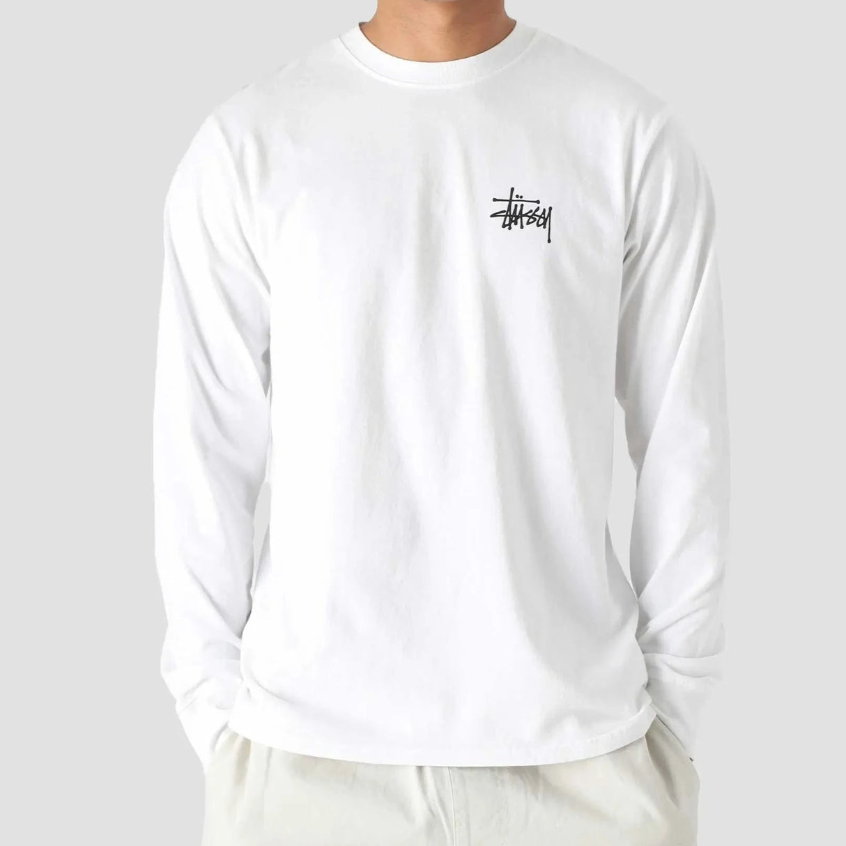 Stussy Basic Logo Long Sleeve Tee White STUSSY STUSSY - originalfook singapore