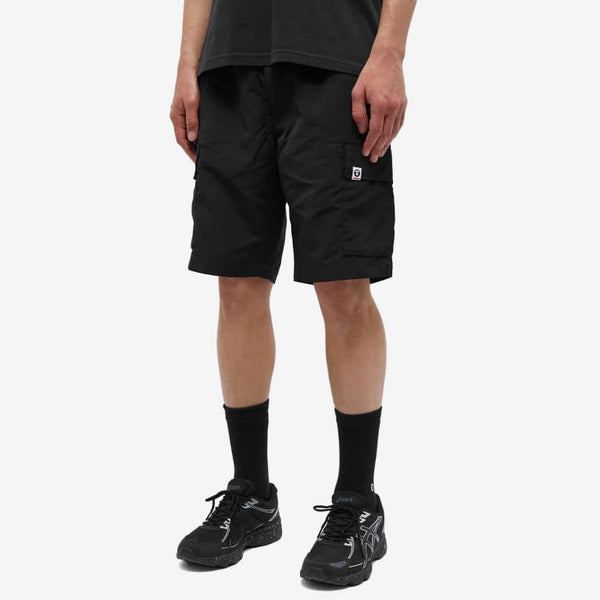 AAPE By Bathing Ape Badge Cargo Shorts Black AAPE AAPE - originalfook singapore