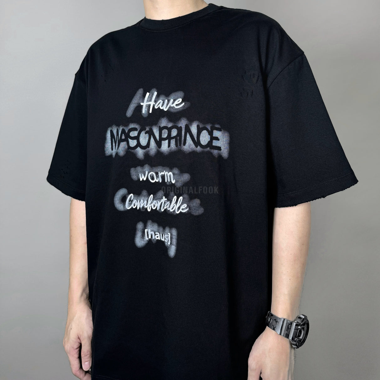 MASONPRINCE Haus Distressed Tee Black HUMAN MADE HUMAN MADE - originalfook singapore