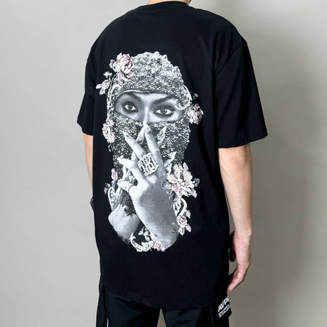 Ih Nom Uh Nit Black Pearl Roses Tee NUS23244 (Made In Italy) IH NOM UH NIT IH NOM UH NIT - originalfook singapore