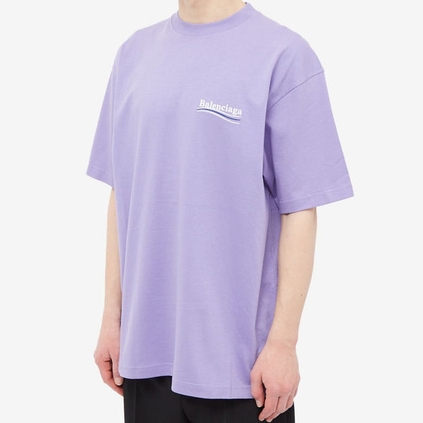 Balenciaga Political Campaign Embroidery Oversized Tee Light Purple BAL BAL - originalfook singapore