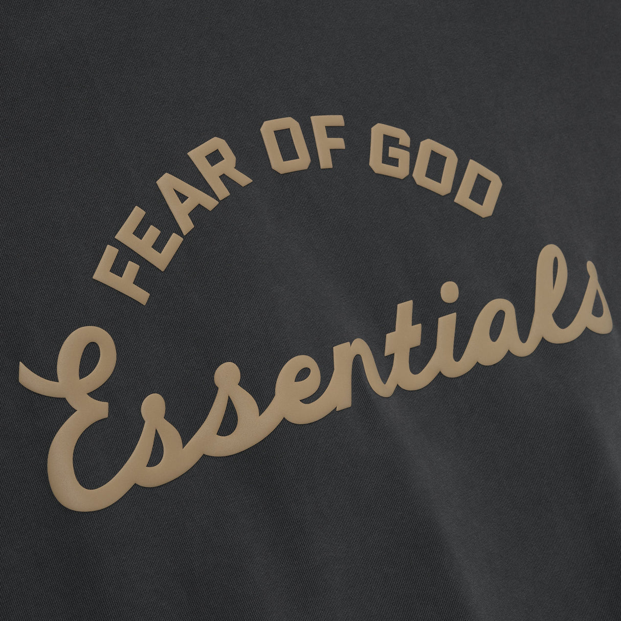 Fear of God Essentials Training 90s Heavyweight Tee in faded iron grey, short sleeve casual T-shirt for men.