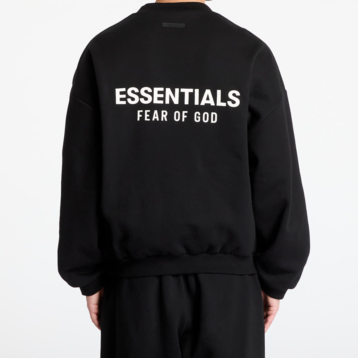 FEAR OF GOD Essentials Signature Logo Crewneck Black FEAR OF GOD ESSENTIALS FEAR OF GOD ESSENTIALS - originalfook singapore