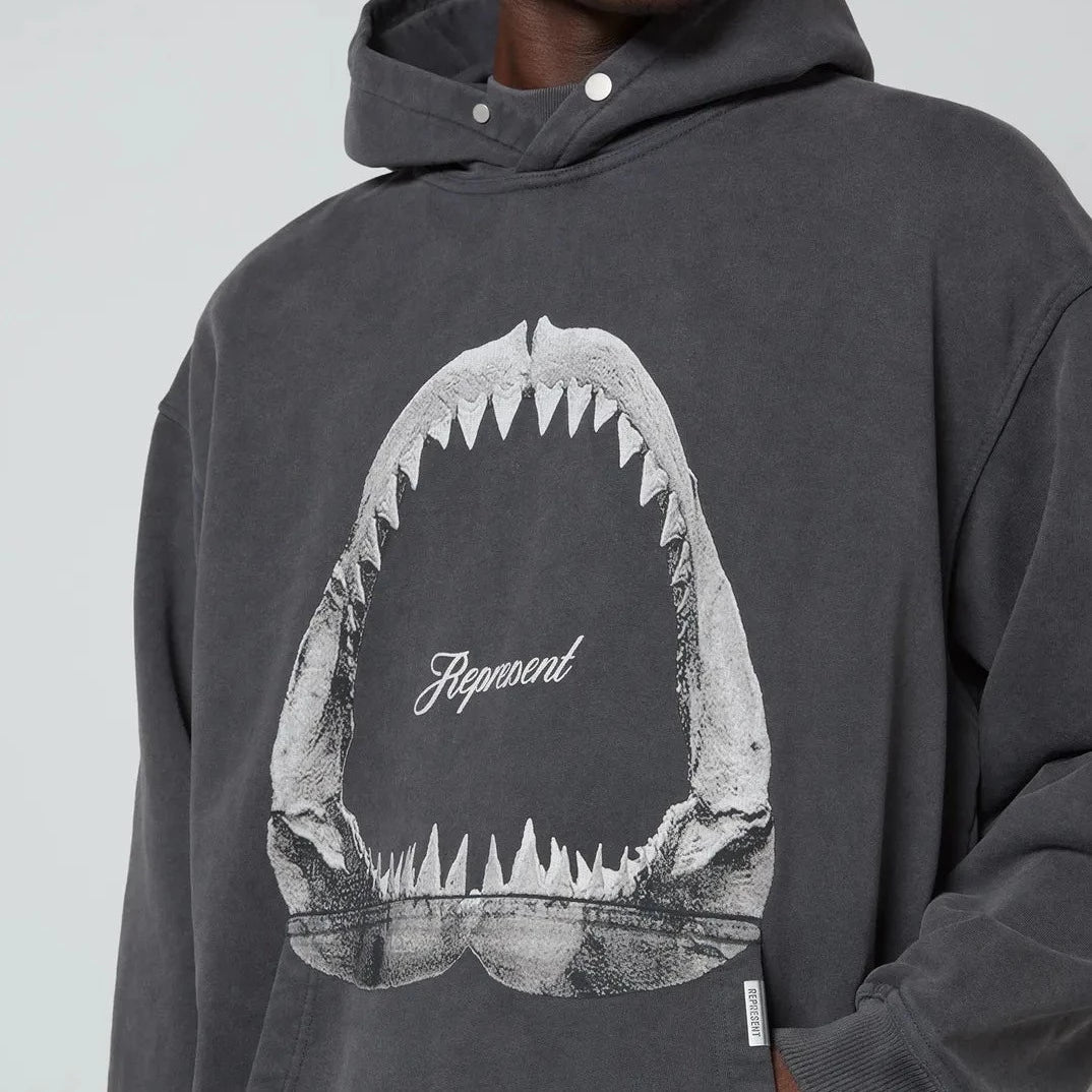 Represent Shark Jaws Hoodie Off Black REPRESENT REPRESENT - originalfook singapore