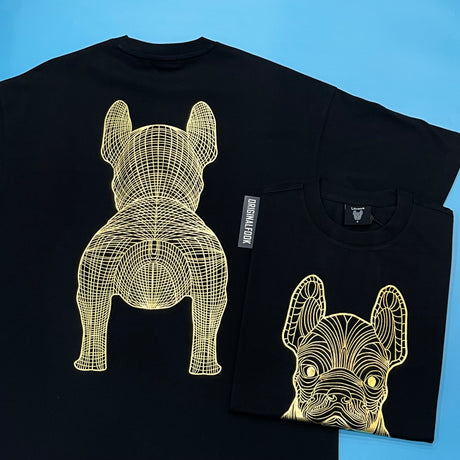 LifeWork Korea Outline Bulldog Tee Black Gold Foil lifework lifework - originalfook singapore