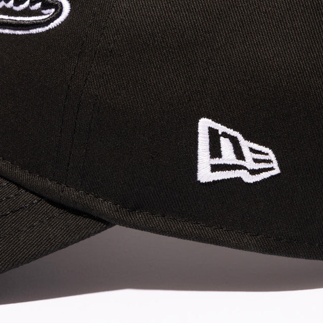 Black Mastermind Japan x New Era 9TWENTY cap with embroidered logo on front, casual baseball-style hat, adjustable strap.