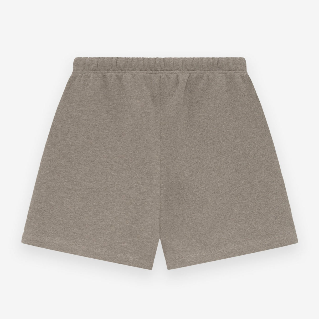 Fear Of God Essentials classic logo sweat shorts in Homestead Heather, featuring soft fleece material and relaxed fit.