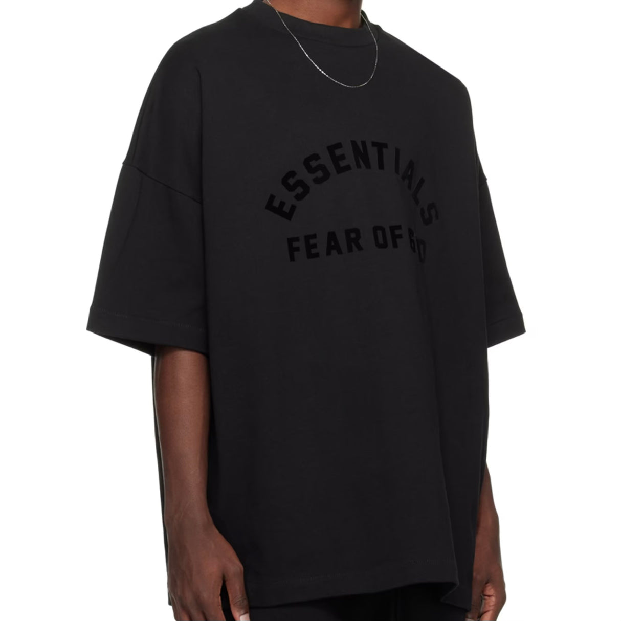 Fear of God Essentials Applique Logo Heavyweight Tee Jet Black (Oversized) FEAR OF GOD ESSENTIALS FEAR OF GOD ESSENTIALS - originalfook singapore