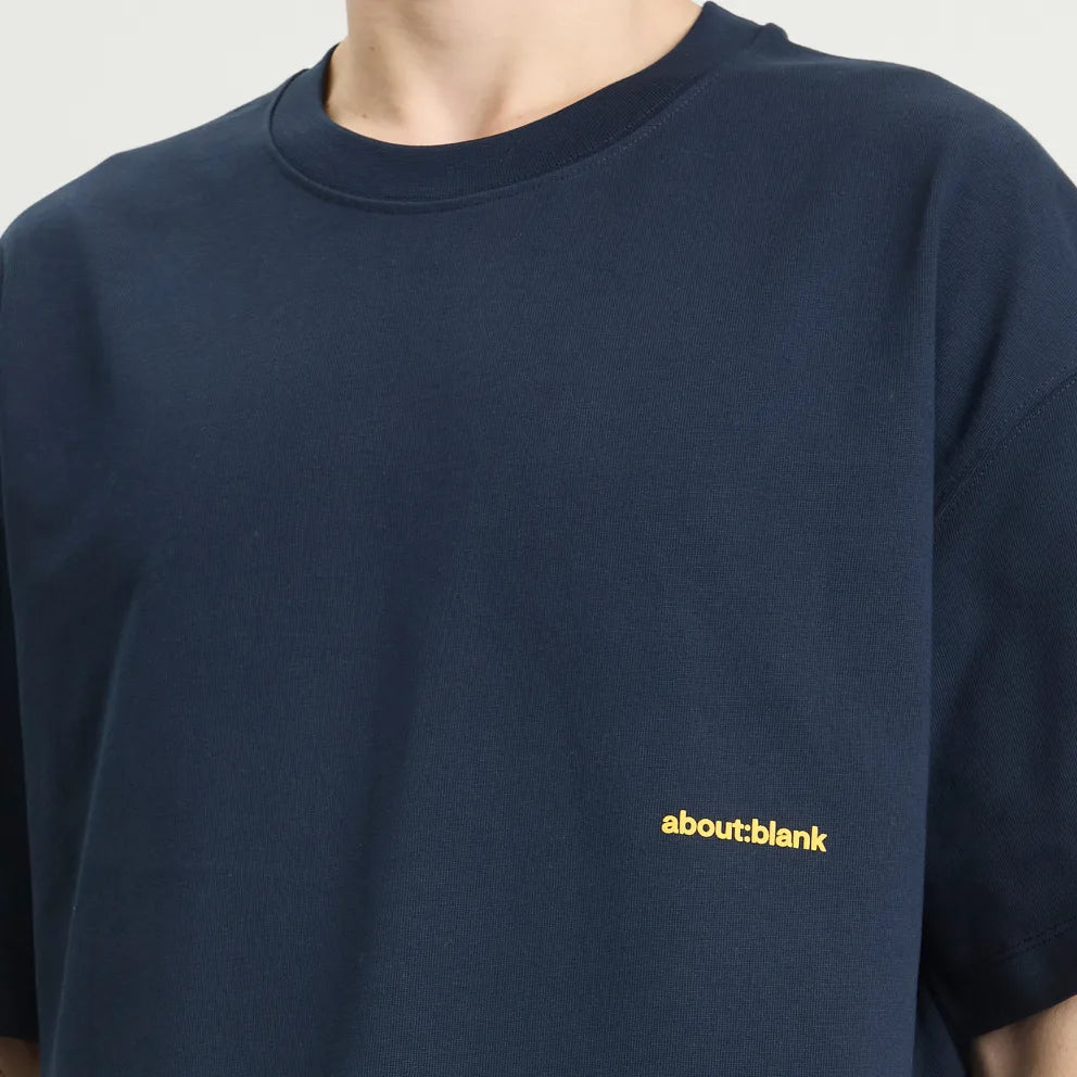 About:Blank Box Logo Tee Navy Yellow - ORIGINALFOOK