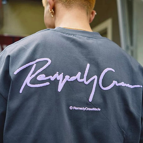 Remedy Embossed Logo Tee Charcoal Grey REMEDY REMEDY - originalfook singapore