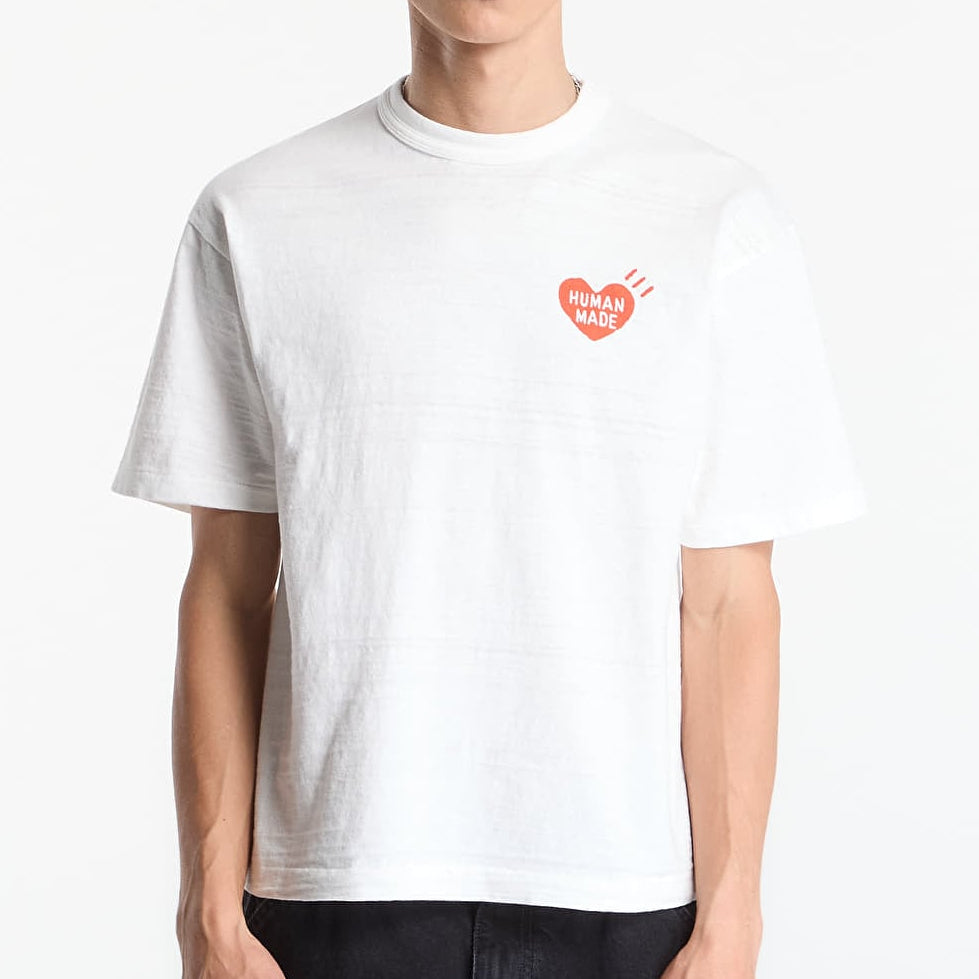 White Japanese-style Duck Tee from HUMAN MADE featuring a human-made duck graphic on soft cotton t-shirt.