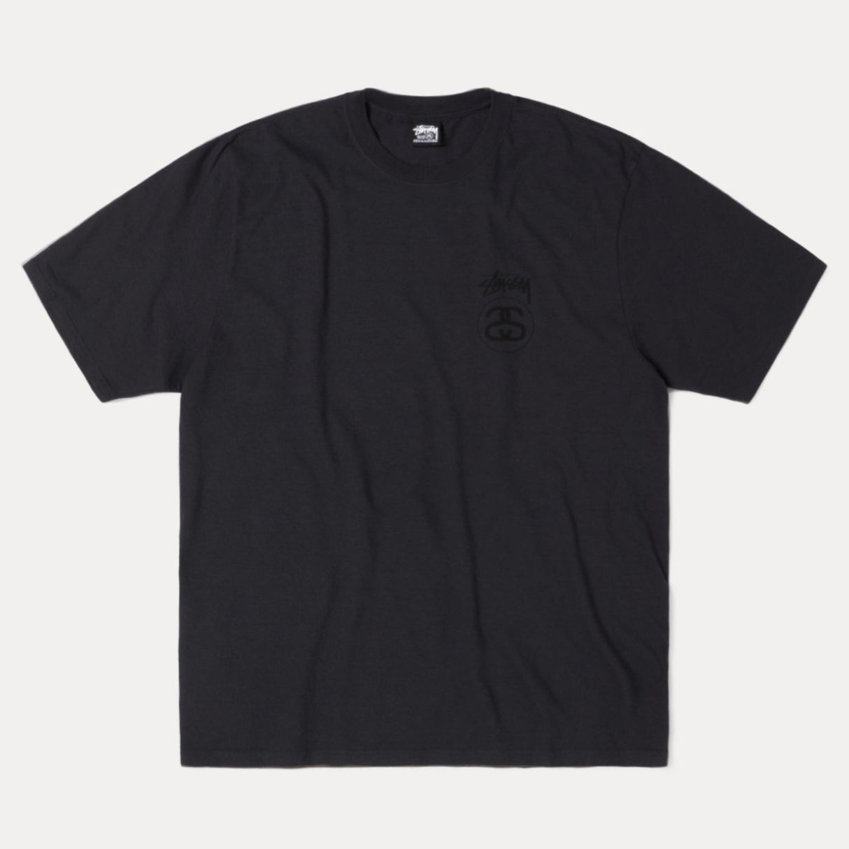 Stussy Stock Logo Faded Black Tee - ORIGINALFOOK