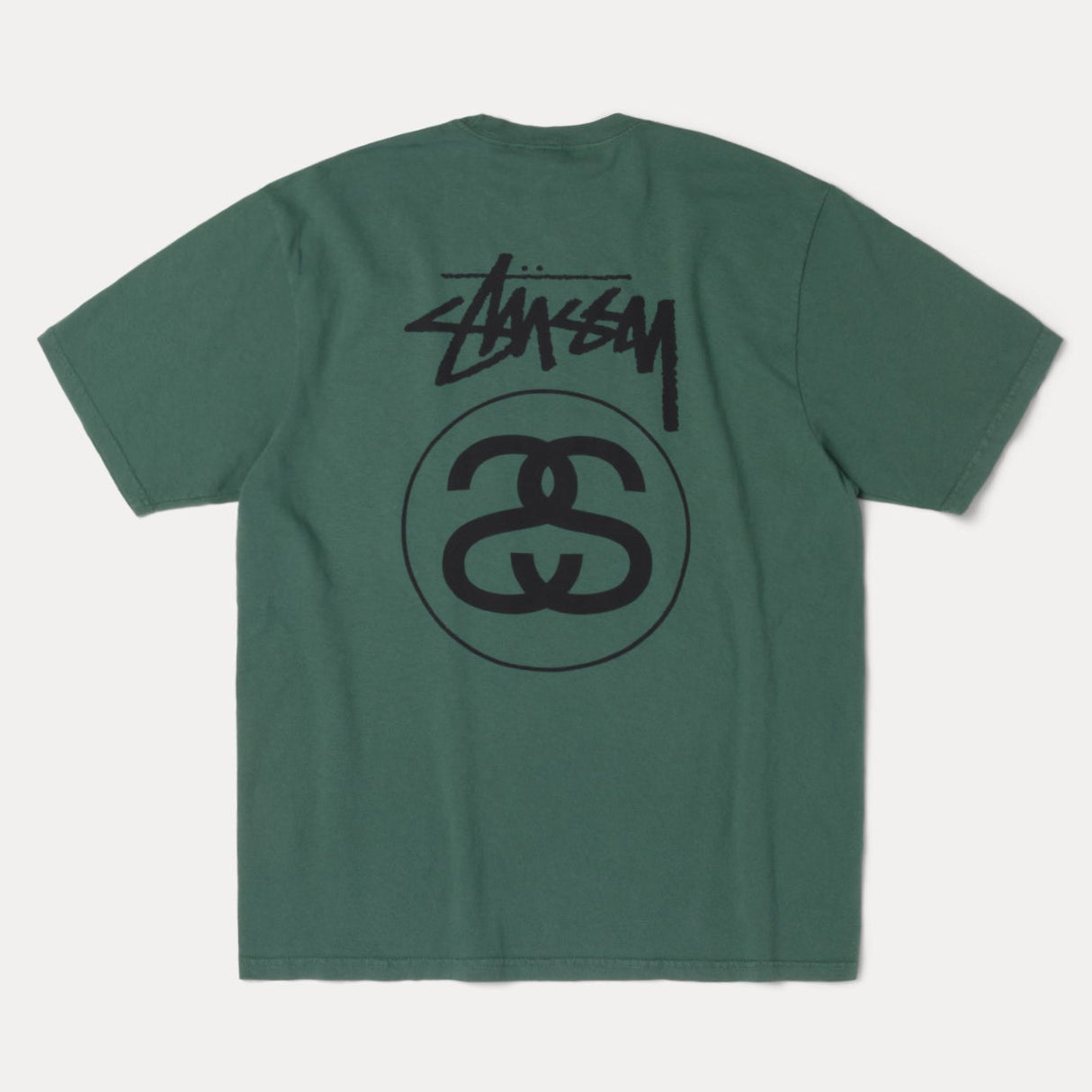 Stussy Stock Logo Pine Green Tee - ORIGINALFOOK