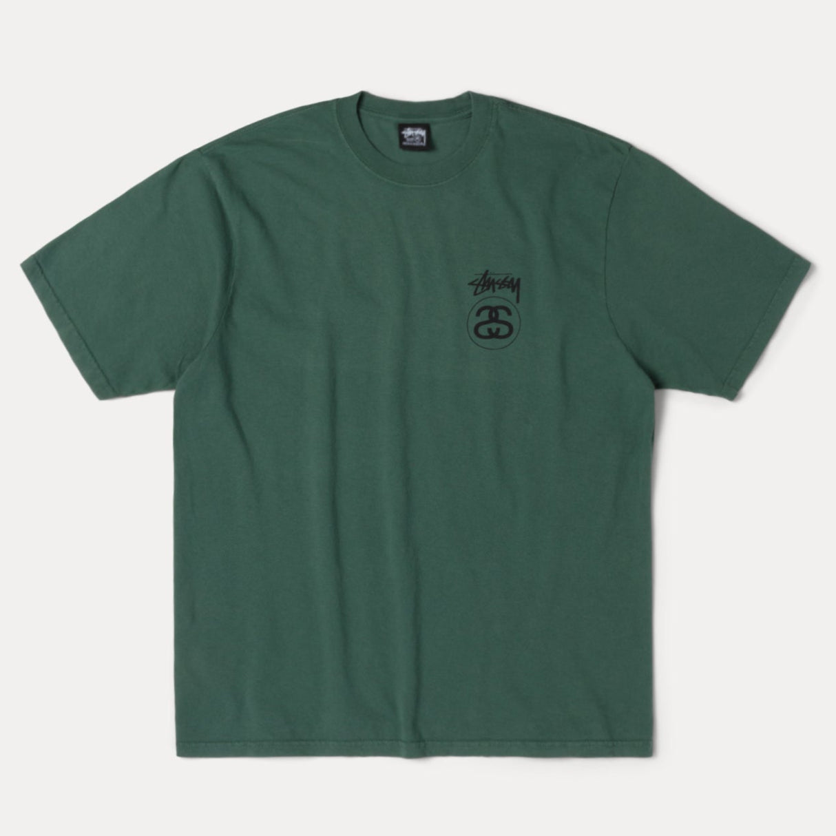 Stussy Stock Logo Pine Green Tee - ORIGINALFOOK