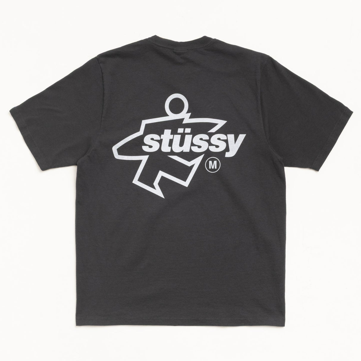 Black Stussy Surf Logo T-shirt featuring the iconic logo on the front, casual streetwear apparel for men and women.