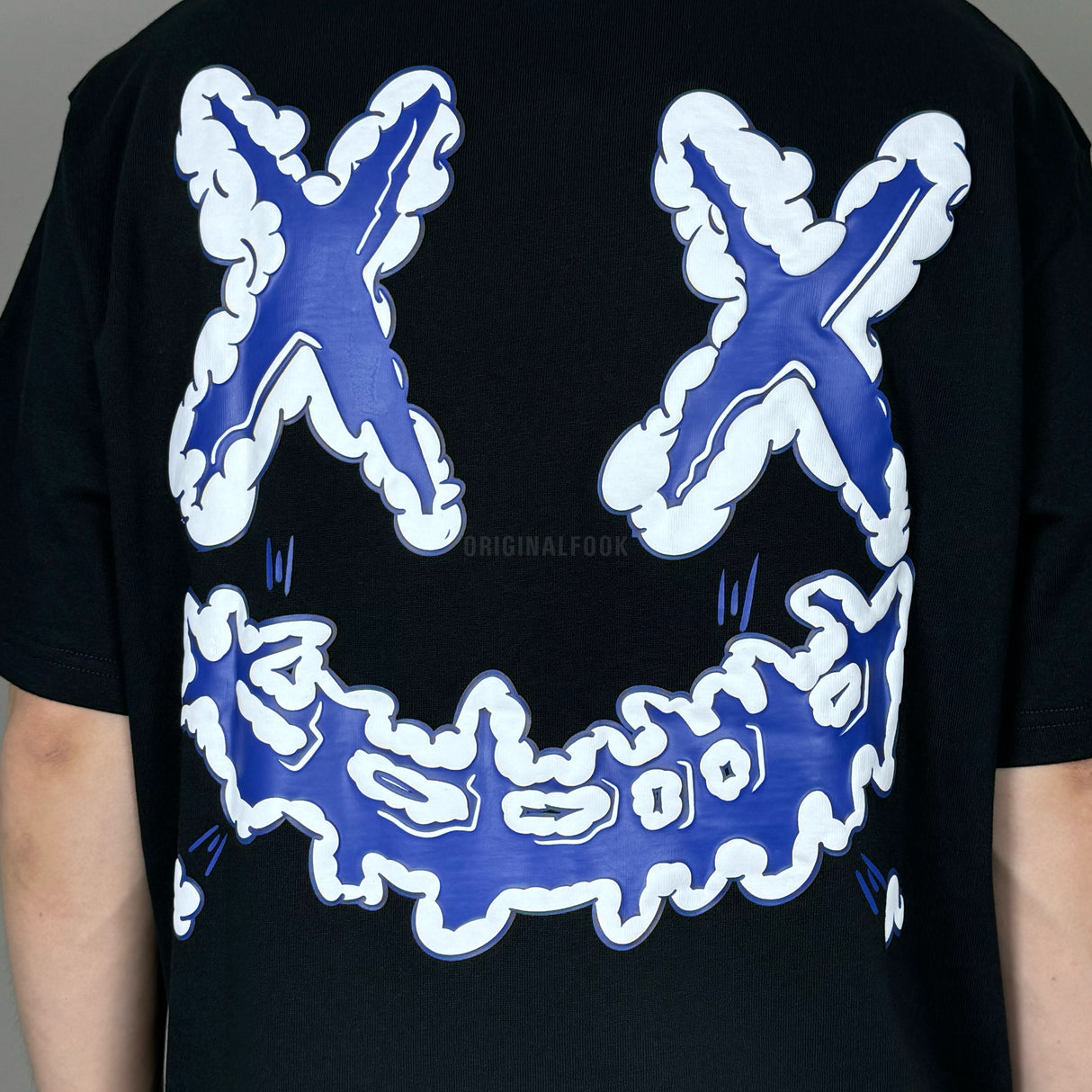 Black Rickyisclown Embossed Cloud Tee shirt with textured cloud design, casual apparel from RICKYISCLOWN.
