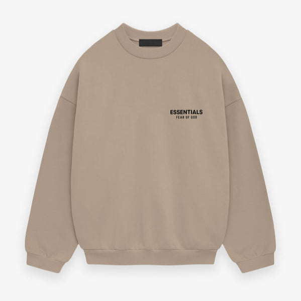 FEAR OF GOD Essentials Signature Logo Crewneck Desert Sand FEAR OF GOD ESSENTIALS FEAR OF GOD ESSENTIALS - originalfook singapore