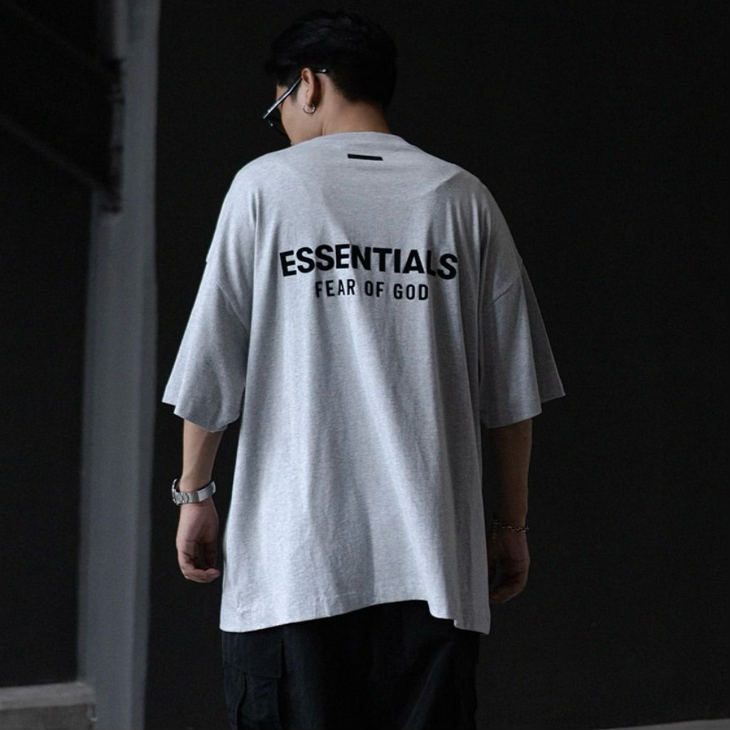 (FINAL SALE) Fear of God Essentials Signature Logo Tee Light Heather
