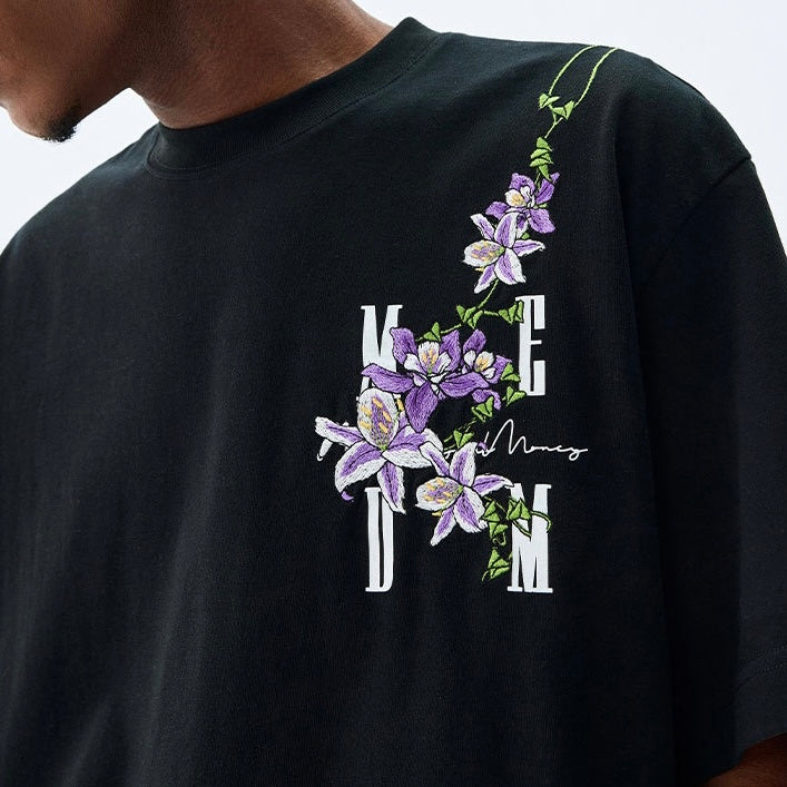 MEDM Embroidered Flower Tee Black MEDM MEDM - originalfook singapore