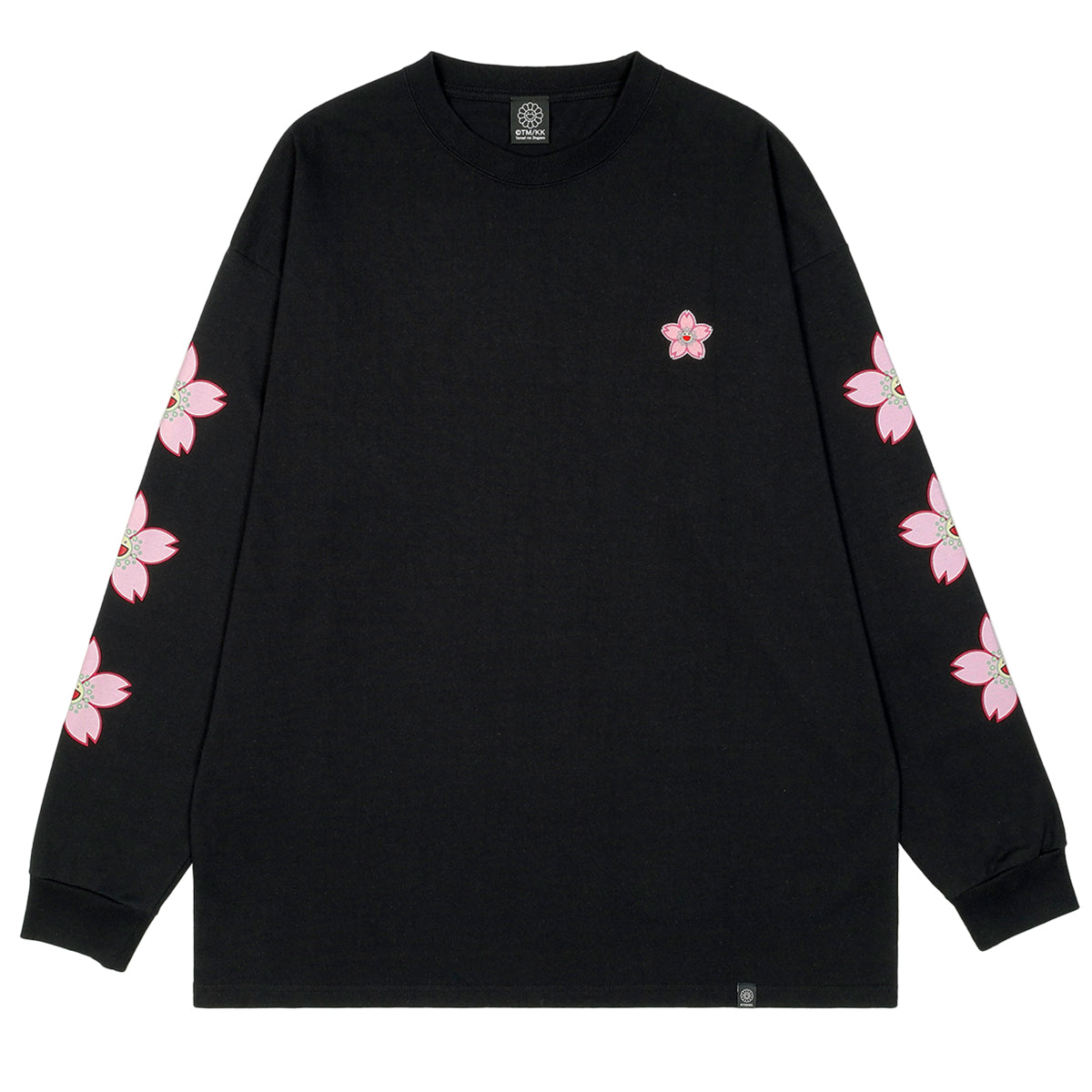 Takashi Murakami Embroidered Patch Sakura Flower Long Sleeve Tee Black TAKASHI MURAKAMI TAKASHI MURAKAMI - originalfook singapore