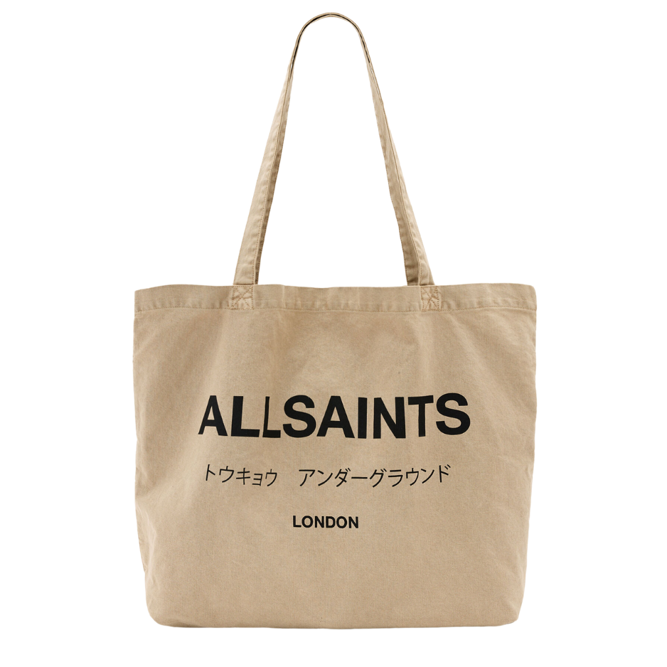 AllSaints Signature Logo Tote Bag Khaki ALLSAINTS ALLSAINTS - originalfook singapore