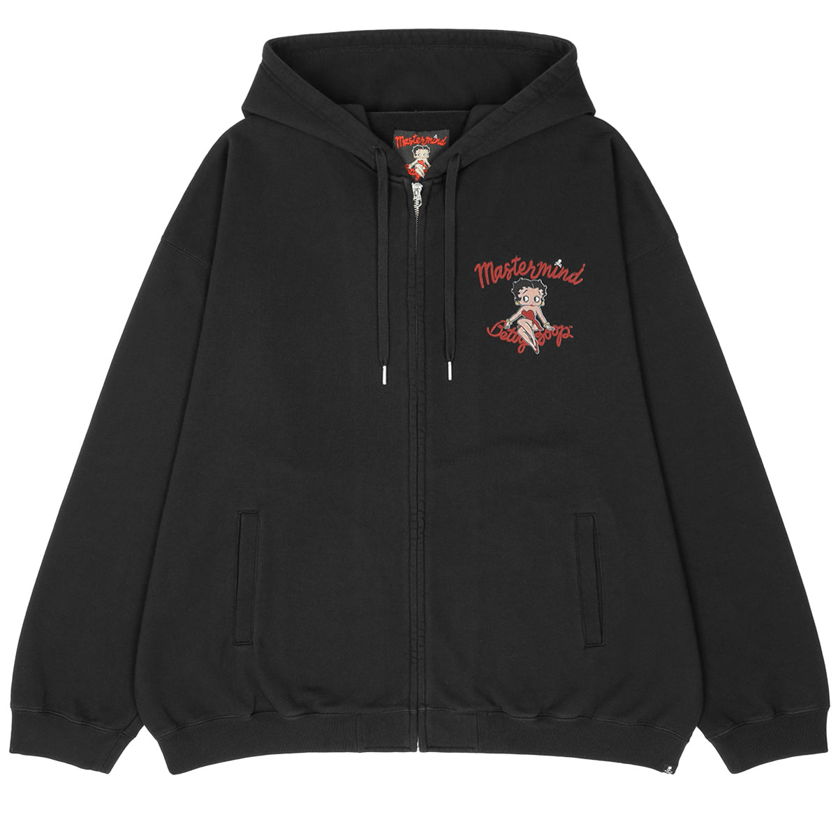Mastermind World x Betty Boop Damaged Boxy Fit Hoodie Black Red - ORIGINALFOOK