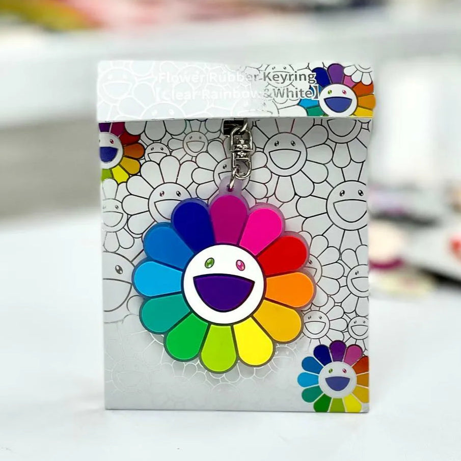 Takashi Murakami Kaikai Kiki Flower Rubber Keyring Rainbow Clear (5.5cm) TAKASHI MURAKAMI TAKASHI MURAKAMI - originalfook singapore