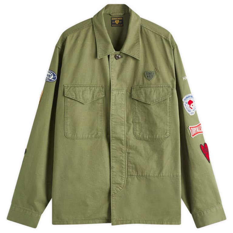 Human Made Patched Military Shirt Olive HUMAN MADE HUMAN MADE - originalfook singapore