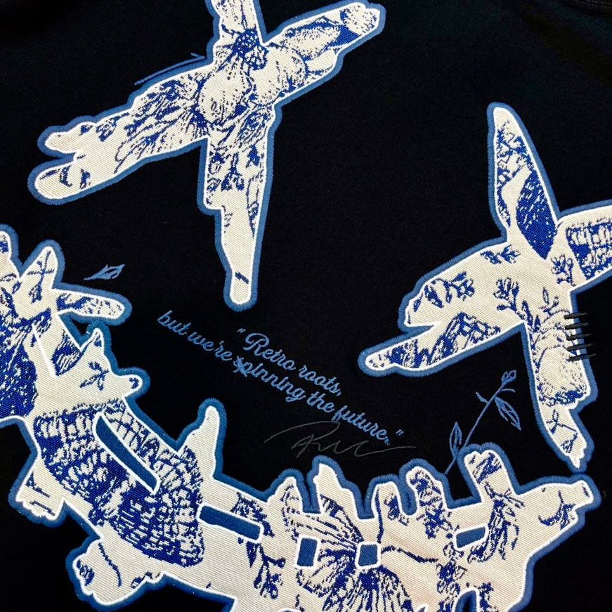 Black Rickyisclown embossed motif t-shirt featuring clown design, casual apparel from the Rickyisclown brand.