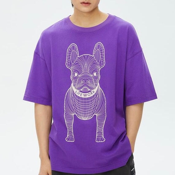 LifeWork Korea Outline Bulldog Tee Purple lifework lifework - originalfook singapore
