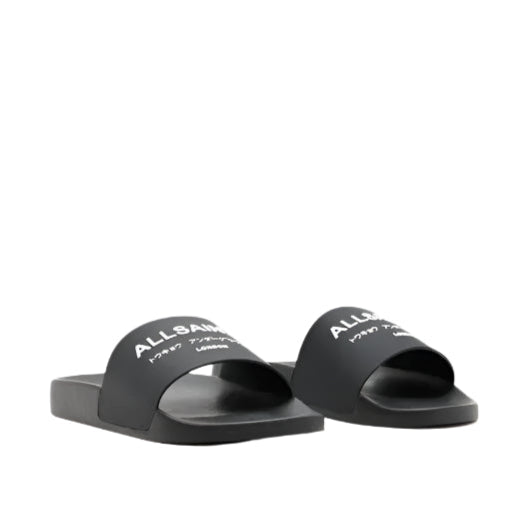 AllSaints Underground Logo Slides Black ALLSAINTS ALLSAINTS - originalfook singapore