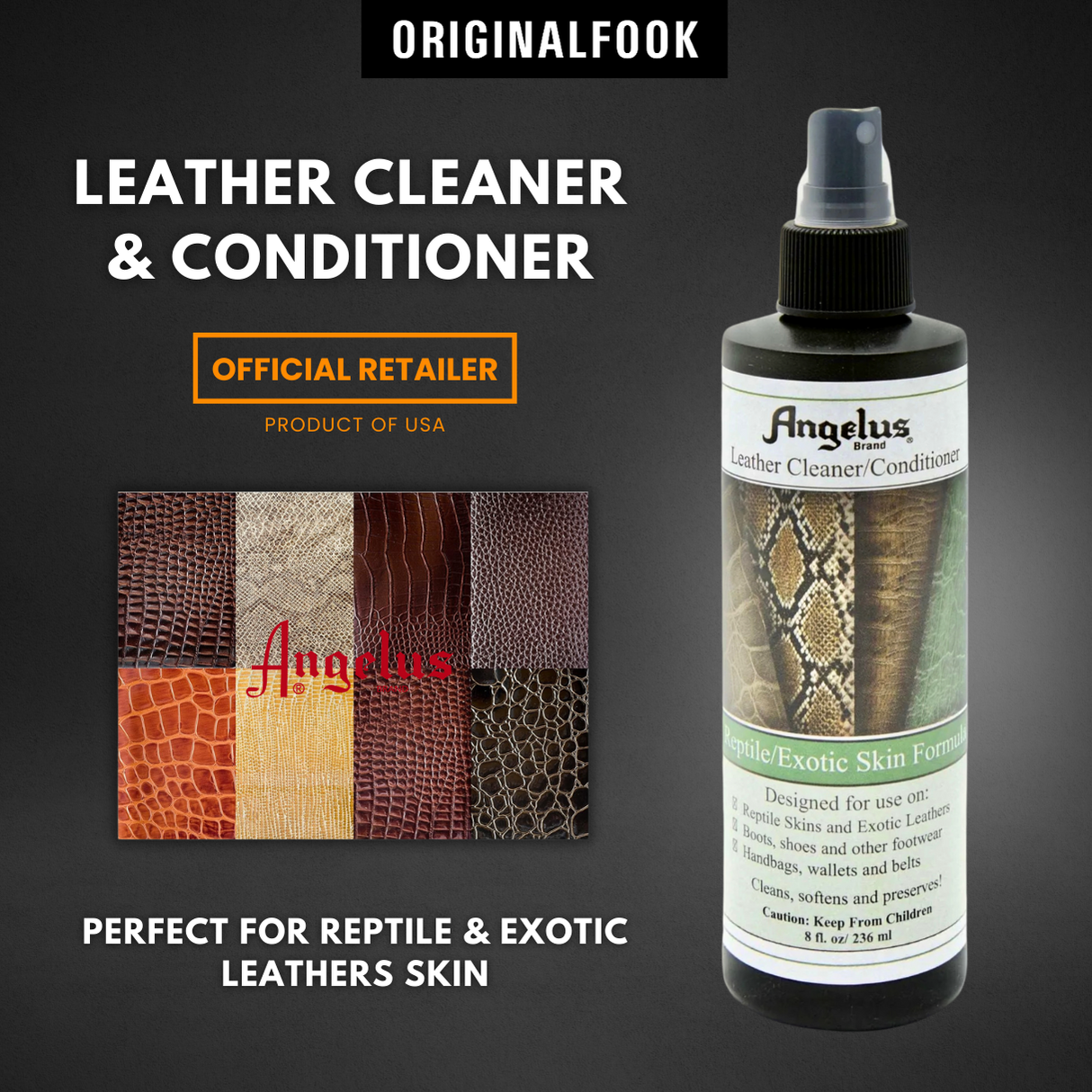 Angelus Reptile & Exotic Skin Cleaner & Conditioner 8oz ANGELUS ANGELUS - originalfook singapore