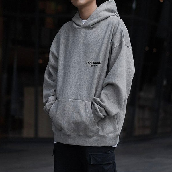 Fear of god essentials online logo pullover hoodie blac