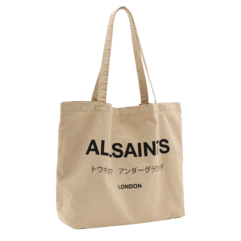 AllSaints Signature Logo Tote Bag Khaki ALLSAINTS ALLSAINTS - originalfook singapore