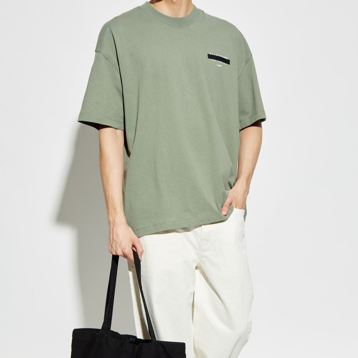Allsaints Redact Strikeout Logo Tee Island Green ALLSAINTS ALLSAINTS - originalfook singapore