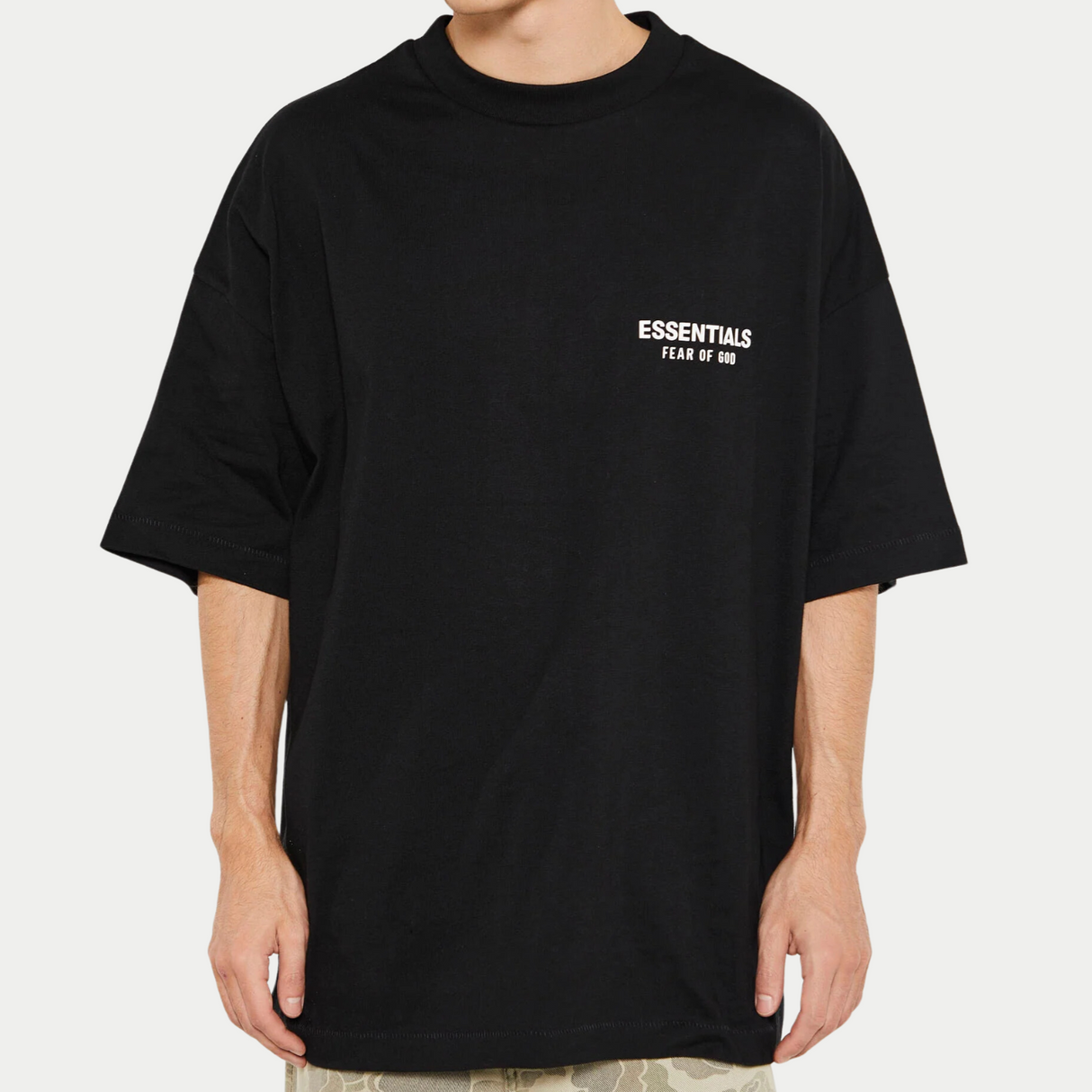 Fear of God Essentials Signature Logo Drop Shoulder Tee Black FEAR OF GOD ESSENTIALS FEAR OF GOD ESSENTIALS - originalfook singapore