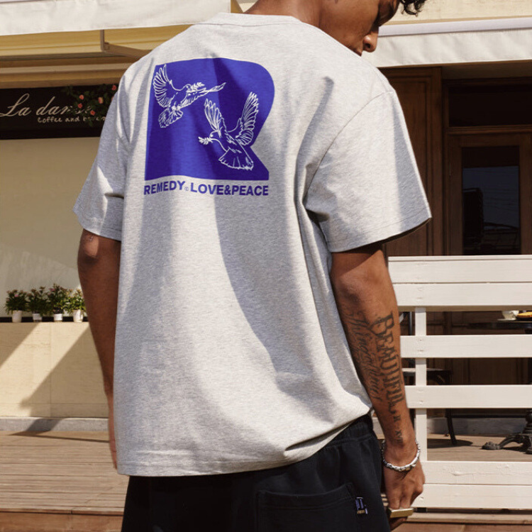 Remedy Love & Peace Tee Light Grey REMEDY REMEDY - originalfook singapore