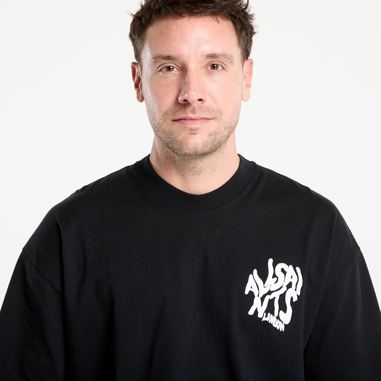 AllSaints Orlando Logo Tee Black - ORIGINALFOOK