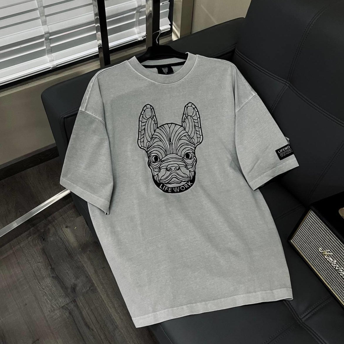 LifeWork Embroidered Outline Bulldog Tee Grey LIFEWORK LIFEWORK - originalfook singapore