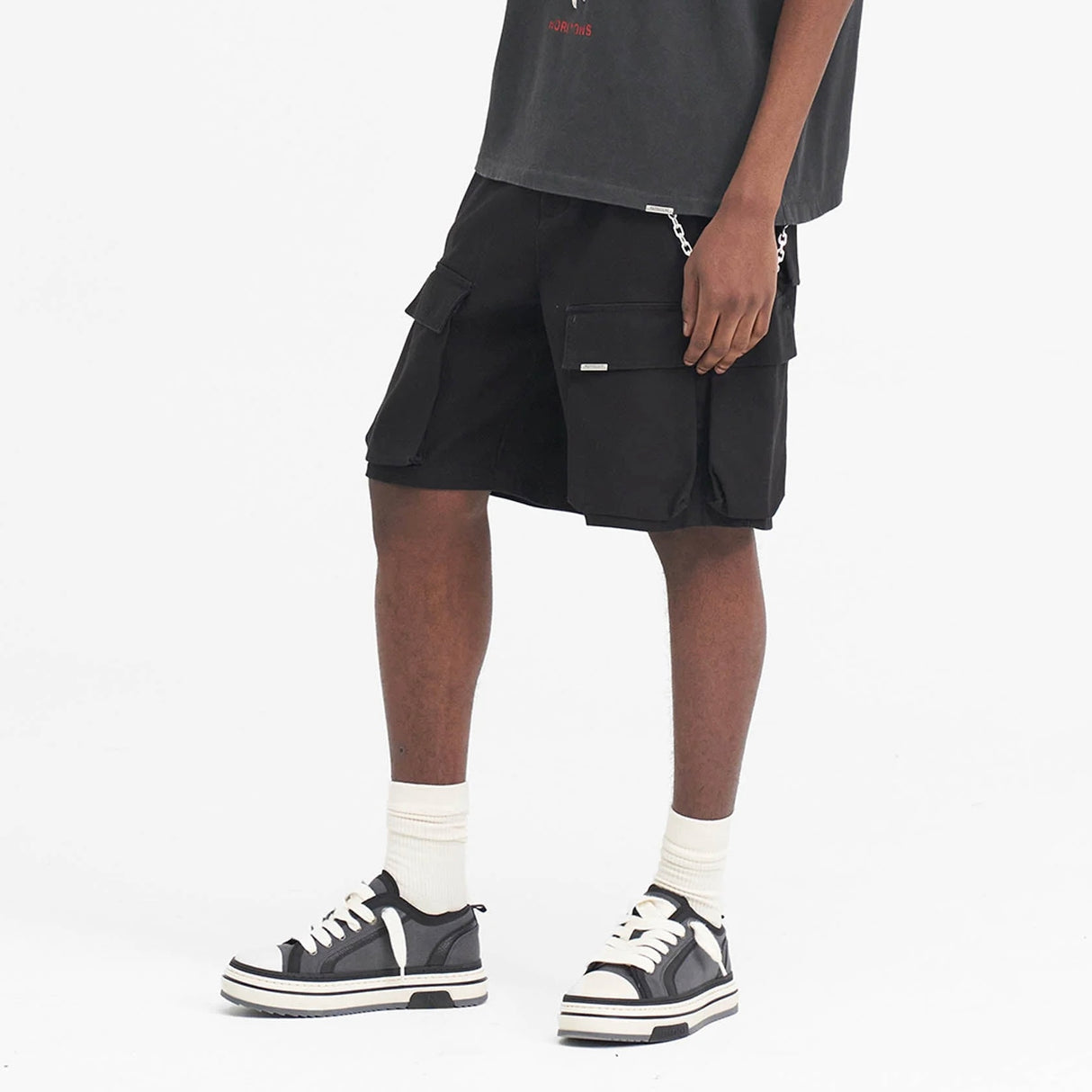 Represent Baggy Cargo Shorts Black REPRESENT REPRESENT - originalfook singapore