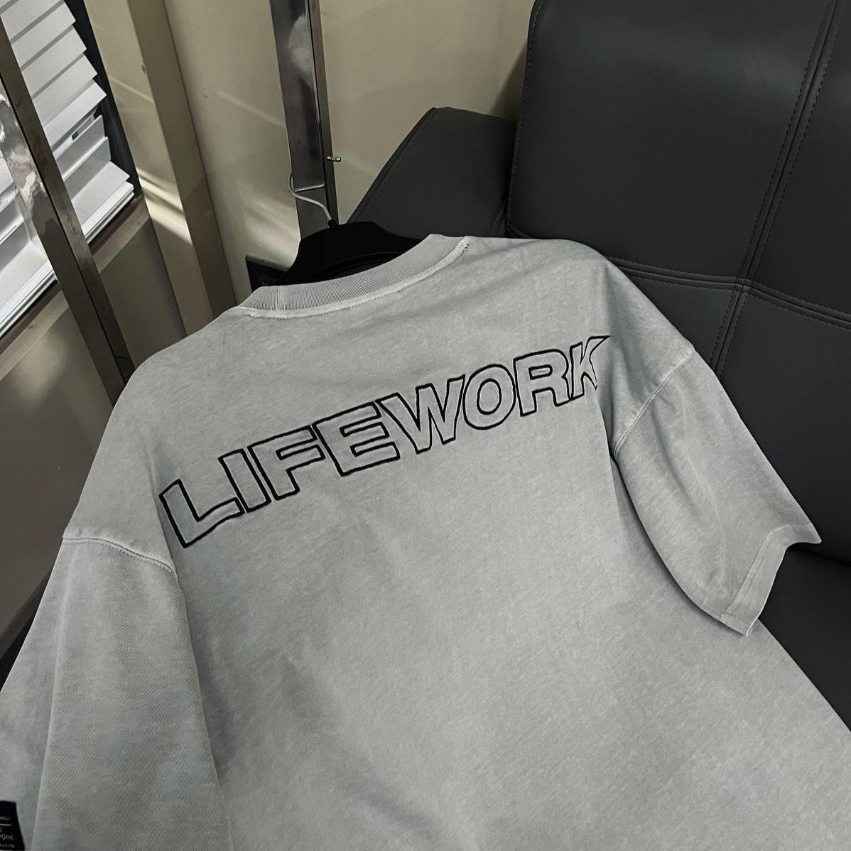 LifeWork Embroidered Outline Bulldog Tee Grey LIFEWORK LIFEWORK - originalfook singapore
