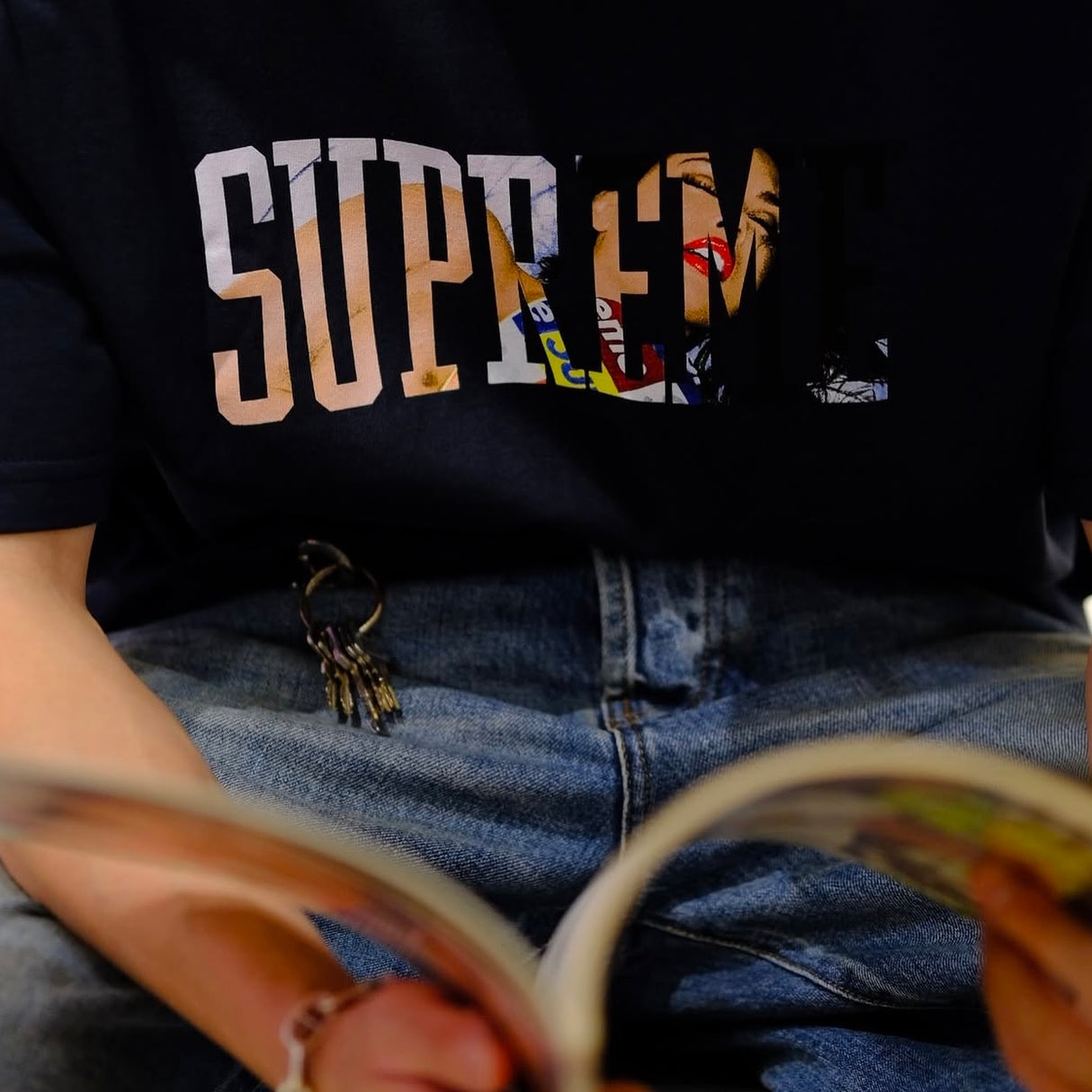 Supreme Collegiate Tee Black SUPREME SUPREME - originalfook singapore