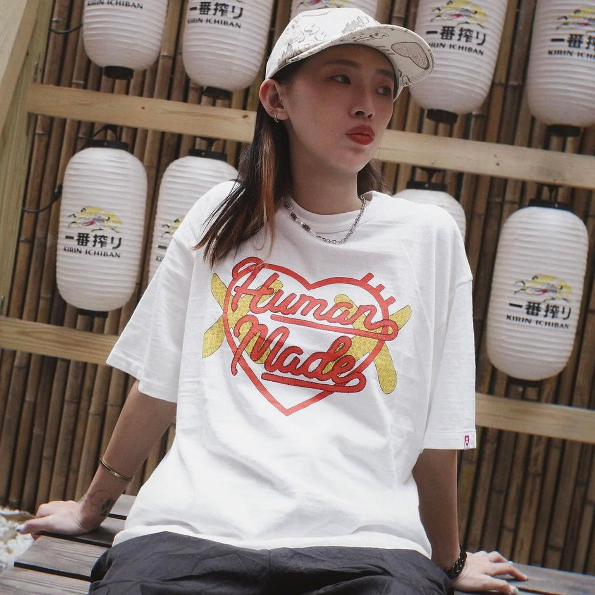 Human Made X KAWS Logo Tee White HUMAN MADE HUMAN MADE - originalfook singapore