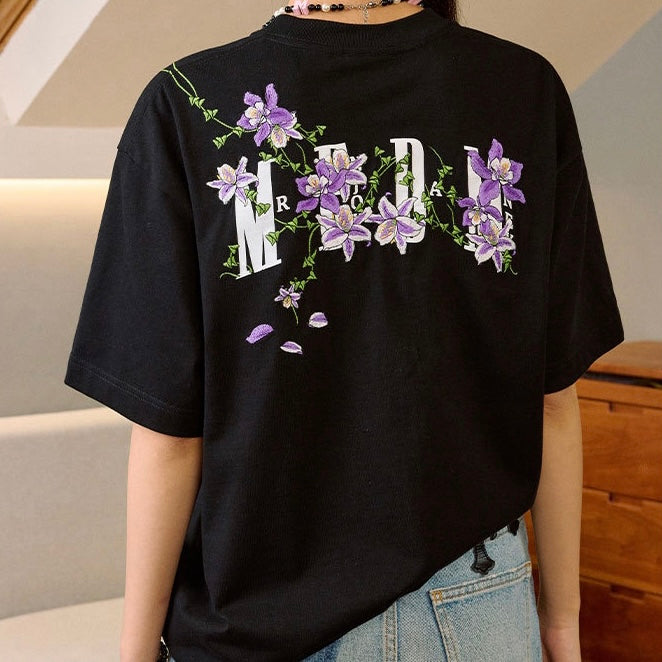 MEDM Embroidered Flower Tee Black MEDM MEDM - originalfook singapore